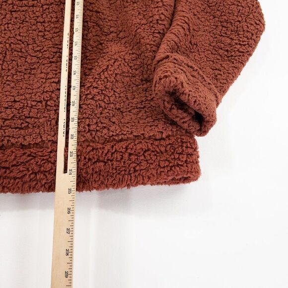 Pink Rose Fleece Sweater Womens Large Pink 5 Button Pullover Long Sleeve Jacket - Picture 7 of 9